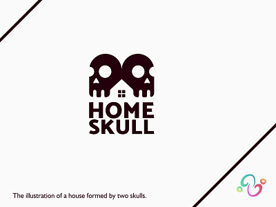 Home Skull Logo brand design brand designer construction ghost home horror house logo design logo designer logo for sale logo idea logo inspiration logomark logotype property real estate scary skeleton skull zzoe iggi