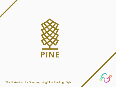Pine Logo brand design brand designer elegant gold golden line logo design logo designer logo for sale logo idea logo inspiration logomark logotype luxurious luxury monoline nature pine tree zzoe iggi