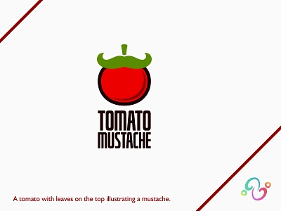 Tomato Mustache Logo beard brand design brand designer farm food fruit gentleman hair logo design logo designer logo for sale logo idea logo inspiration logomark logotype man mustache tomato vegetable zzoe iggi