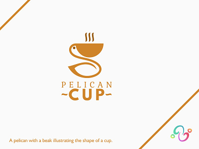 Pelican Cup Logo animal beverage bird brand design brand designer coffee cup drink fly logo design logo designer logo for sale logo idea logo inspiration logomark logotype pelican tea wildlife zzoe iggi