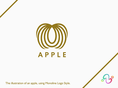 Apple Logo apple brand design brand designer food fruit gold golden harvest line lines logo design logo designer logo for sale logo idea logo inspiration logomark logotype monoline organic zzoe iggi