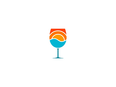 Beach Wine Glass Logo beach brand identity corporate identity design freelancer glass graphic design logo logo brand logo corporate logo daily logo design logo designer logo for sale logo identity sea sun sunrise sunset water wine