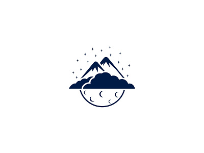 Moontains Logo adventure brand identity brand mark cloud corporate identity design freelancer dream imagination logo brand logo corporate logo daily logo design logo designer logo for sale logo identity moon mountain night sky star