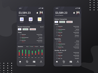 E-Wallet - App Exploration (Dark Mode)