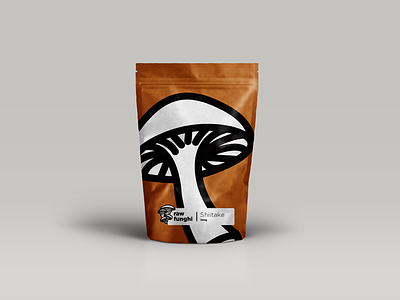 Raw Funghi illustration label mushroom packaging shiitake