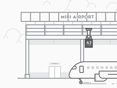 Miri International Airport airlines airport clouds entrance flat flight lines malaysia terminal