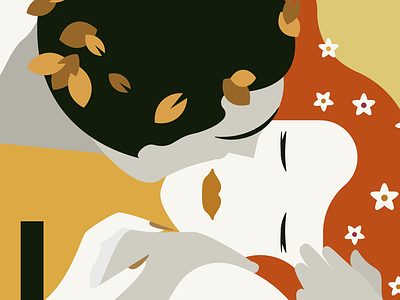 The Kiss autumn couple flat gold gustav illustration intimate kiss klimt