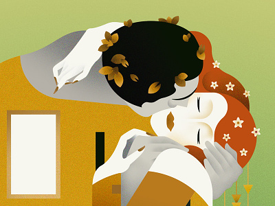 The Kiss autumn couple flat gold gustav illustration intimate kiss klimt