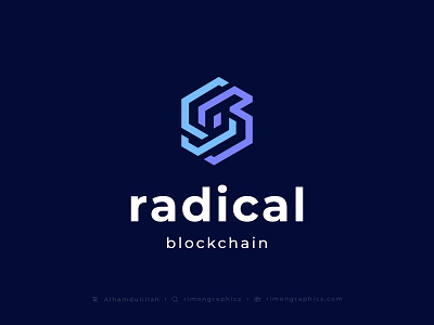 Radical Blockchain Logo banking bitcoin blockchain logo blockchain logo 99designs blockchain official logo branding crypto currency ethereum identity investment landing page lettermark logo nft collection pattern phantom wallet radical logo redesign rimongraphics typography