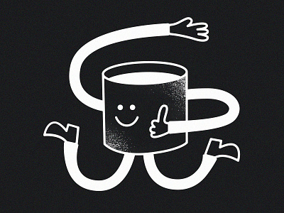 A happy jumping coffee mug