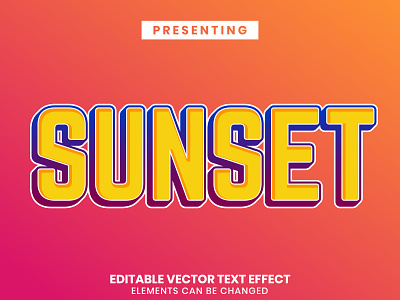 Sunset text effect branding game graphic style logo text effect typography vector