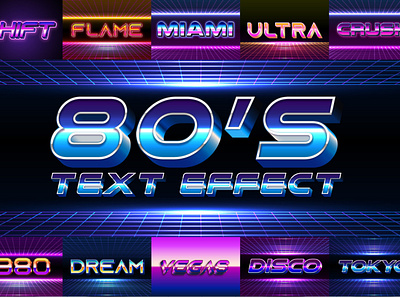 80's Retro Text effect 80s style cyberpunk game graphic style retro retro design text effect typography