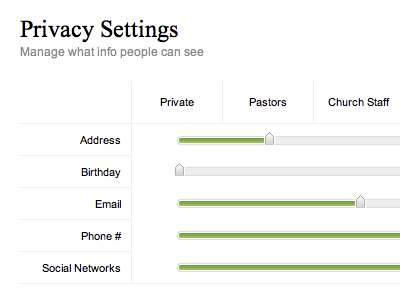 Privacy Settings jquery ui privacy sliders