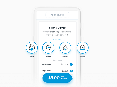 Powered by Trōv – Renters Insurance insurance insurance app insurtech mobile mobile design mobile ui