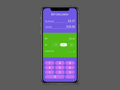 Daily UI, Day 4 – Calculator app bill calculator dailyui green purple receipt ui