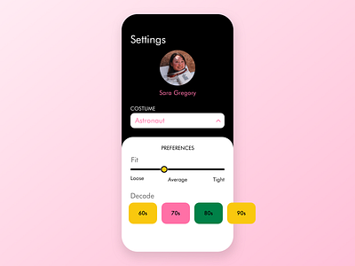Daily UI, Day 7 – Settings dailyui pink settings ui