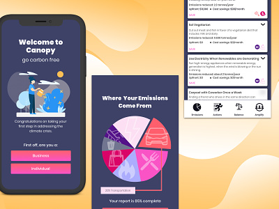 Canopy – Climate Change App app climate change design pink purple ui ux