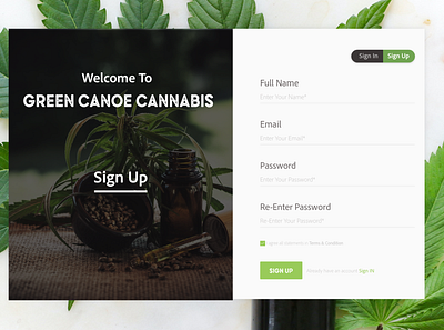 Daily UI #001 - Green Canoe Sign Up Page daily ui design graphic design sign up sign up page ui ux web web application web design