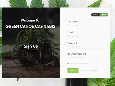 Daily UI #001 - Green Canoe Sign Up Page