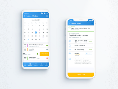 Lessons and courses management app