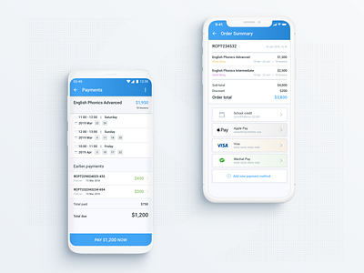 Payments - Lesson & courses management app booking app booking system education app hong kong app design hybrid app mobile app mobile app design mobile payments mobile ui rapid prototyping react native school app split payments wechat pay