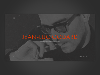 Jean-Luc Godard biography dark design famous godard longread minimal ui ux web website