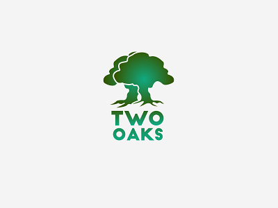 Two Oaks Logo Design branding color design developing flat gradient green landscape logo nature typography vector web