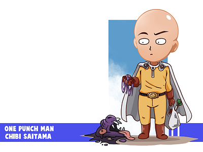 Saitama chibi - one punch man anime chibi digital 2d digital painting drawing fanart flat design illustration onepunchman saitama stylized