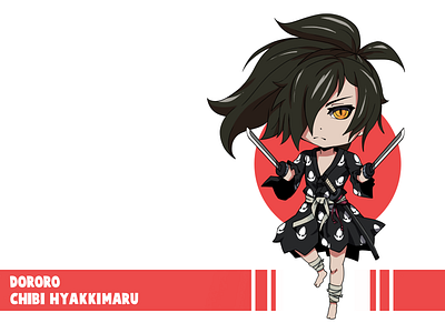 Dororo - Chibi Hyakkimaru anime chibi digital 2d digital painting dororo drawing fanart flat design illustration sticker stylized