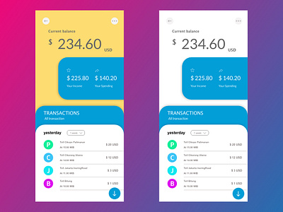 e-money transaction app colors palette design design app ui design ux ui ux design