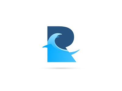 R + Wave blue graphic design icon logo sea splash surf water wave
