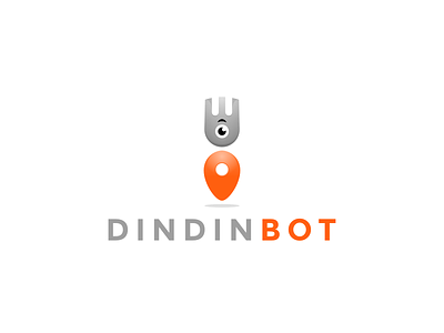 DinDinBot ai app bot branding eat food fork graphic design hotel icon logo robot smart smarthome spoon