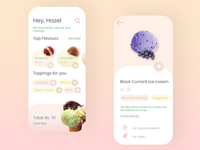 Ice cream ordering App - Practise design flat illustration illustrator minimal mobile mobile app mobile app design mobile application mobile design mobile ui mobile ui design mobile uiux ui ux