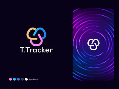 T.Tracker abstract logo app logo branding branding agency connect logo logo design agency logo designer minimal brand minimalistic modern network tech tech logo top designer vibrant