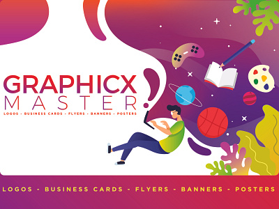 GRAPHICX MASTER branding creativity design flat identity illustration illustrator logo minimalist vector
