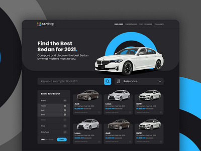 Car Shop Concept Minimal UI Design design ui ux web