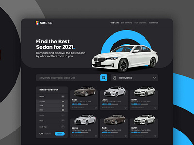 Car Shop Concept Minimal UI Design