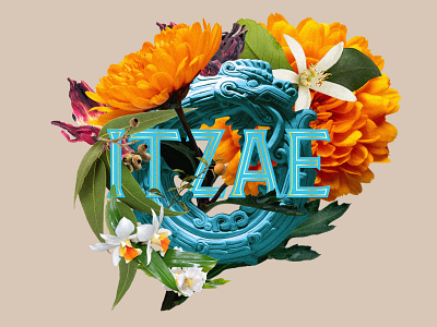 Itzae Gin brand identity branding design floral design illustration logo mayan typography visual art