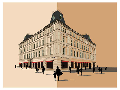 Slavia Illustration architecture building contrast illustration prague vector