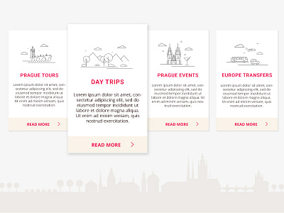Travel Site Category Cards illustration prague. webdesign travel vector