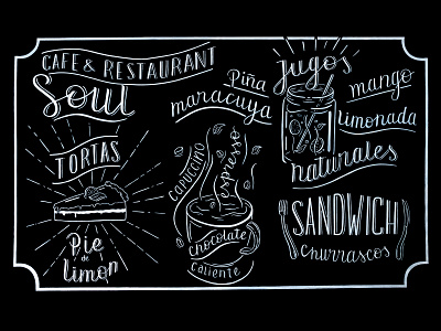 Cartel Cafe y Restaurante Soul diseño ilustración lettering restaraunt tipografía