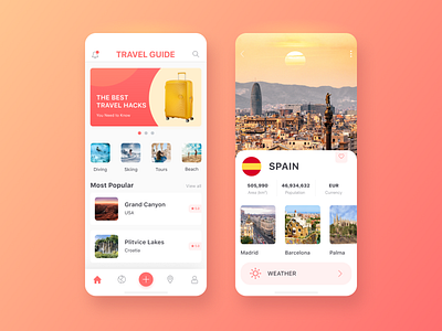 Travel App app design ui