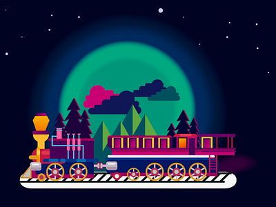 Midnight Park Train Illustration