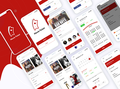Movie Ticket Booking App app conceptual dailyui design interfacedesign mobile ui movie app ui visual design