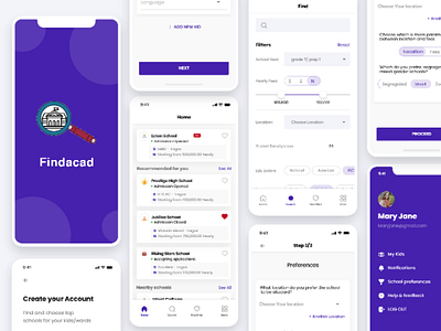 FindAcad School Search App adobexd design mobileapp schoolapp ui ux