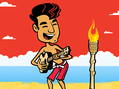 Tiki Guy guitar hawaii illustration tiki website