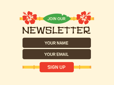 Tiki Newsletter bamboo design email header hibiscus illustration newsletter palm style tiki website