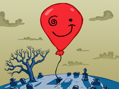 Suicidal Balloon animation balloon cartoon character drawing illustrator poster red vector