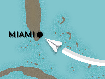 World Map - Miami animation grain illustration location map miami noise paper plane