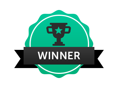 We have a winner! badge competition icon ribbon star trophy winner